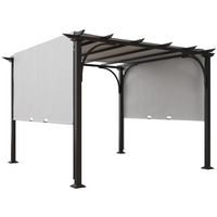 Outsunny - Tonnelle de patio extérieure pergola 10 pi l x 10 pi L - blanc-Pergola de 10 po x 10 po avec auvent coulissant créant un espace spacieux et confortable