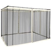 Outsunny - Moustiquaire de rechange pour gazebo 10 pi L x 10 pi l, blanc crème-Quatre panneaux séparés avec une fermeture éclair sur chaque panneau pour se connecter à la pièce adjacente  