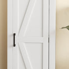 HOMCOM - Armoire de rangement style ferme avec étagère réglable pour salon - blanc-Une base surélevée facilite le nettoyage 