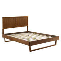 Modway - Alana Bois Plate-lit complet avec cadre angulaire, Noyer-Cadre complet de plate-forme