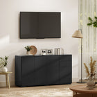 HOMCOM - Buffet latéral à haute brillance 55,1 po L avec 2 tiroirs - noir-Portes à ouverture par pression pour plus de praticité 