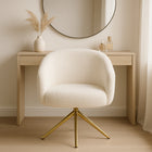 Nicer Interior - Chaise pivotante bouclée - Blanche-Idéal pour les salons, les chambres, les bureaux à domicile ou les espaces de détente