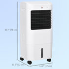 HOMCOM - refroidisseur d’air évaporatif 31 po avec oscillation à 60° et réservoir d’eau de 4 gal - blanc-Système de filtre à air pour garder l’air frais et propre 