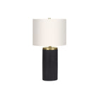 Monarch Specialties - Luminaire - 24 po H Lampe De Table - Béton Noir - Abat-Jour Ivoire / Crème - Moderne-Cette lampe de table contemporaine et élégante de 24 pouces de haut est conçue avec une base cylindrique attrayante créée dans une texture de béton noir nervuré accentuée par du métal doré, surmontée d'un élégant abat-jour en lin ivoire et finie par un embout doré