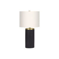 Monarch Specialties - Luminaire - 24 po H Lampe De Table - Béton Noir - Abat-Jour Ivoire / Crème - Moderne-Cette lampe de table contemporaine et élégante de 24 pouces de haut est conçue avec une base cylindrique attrayante créée dans une texture de béton noir nervuré accentuée par du métal doré, surmontée d'un élégant abat-jour en lin ivoire et finie par un embout doré