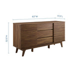 Modway - Render Table buffet de buffet de 63 po ou Meuble TV, Noyer-Meuble de télévision moderne pour téléviseurs jusqu’à 70 po