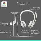 Logitech H390 Casque Stéréo Filaire pour PC/Ordinateur Portable avec Microphone Antibruit - Blanc-Déplacez-vous Librement Avec Long Câble : Le câble USB A de 1,9 m (6,23 pieds) est juste la bonne longueur pour vous donner la liberté de vous lever et de vous étendre pendant de longues conversations