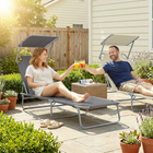 Outsunny - Chaise longue d’extérieur - pour plage - camping - randonnée - jardin - gris-Dossier inclinable à 4 niveaux pour un confort maximal