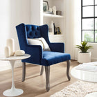 Modway - Realm Restauration vintage française Performance Velvet Fauteuil - Marine-Rembourrage en velours polyester Performance
