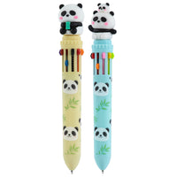 Merangue - Stylo multicolore Panda-Stylos fantaisie multi-encres avec de jolis embouts en forme de panda