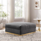 Modway - Sanguine Chenal Touffé Performance Velvet Modular Sectional Sofa Ottoman - Gris-Touffage vertical des chenaux
