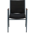 Flash Furniture – Chaise empilable robuste à revêtement noir à motifs et rembourrage épais de 3 pouces Hercules, avec accoudoirs-Chaise empilable multi-usages