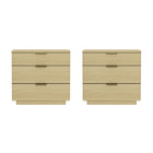 Manhattan Comfort - Lot de 2 tables de chevet modernes Payton 66 cm - Chêne naturel et or-Table de nuit moderne pour chambre et salon lot de 2