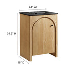 Modway - Appia 24" Vanette de salle de bain - Noir de chêne-Découpe de plomberie