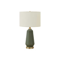 Monarch Specialties - Luminaire - 26 po H Lampe De Table - Céramique Verte - Abat-Jour Ivoire / Crème - Contemporain-Cette lampe de table contemporaine de 26 pouces de haut est dotée d'une base en céramique verte et d'un abat-jour tambour en lin ivoire en forme de tambour, terminé par un épi de faîtage doré, apporte un éclairage d'appoint décoratif parfait dans un salon, un bureau à domicile ou une chambre à coucher à des tables d'accent ou de chevet