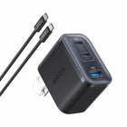 Anker - Chargeur Mural Nano 70W 3 Ports USB-C avec Câble USB-C - Noir Pierre-Recharge rapide et sans surchauffe. Grâce à la certification TÜV Rheinland et à la surveillance thermique ActiveShield 4.0, la température de surface est jusqu'à 10 °C inférieure aux normes de sécurité internationales pour les chargeurs.
