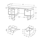 Monarch Specialties - 7625 Bureau 60 po L - Noyer/Metal Noir-Facile à assembler grâce aux instructions illustrées incluses, ce bureau moderne est assorti d'une garantie limitée de 5 ans contre tout défaut.