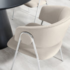 Modway - Nella Rembourré Performance Velvet Chaise à manger Ensemble de 2 - Argent d’amande-Pieds métalliques effilés