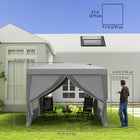 Outsunny - Tente de réception d'extérieur pliante 10 pi l x 10 pi L avec sac de transport, gris clair-Construit avec un cadre en acier revêtu de poudre pour une résistance et une durabilité supérieures
