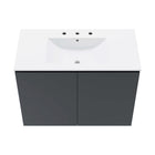 Modway - Bryn Support mural de 36" Vanette de salle de bain - Gris blanc-Portes à fermeture douce