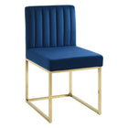 Modway - Carriage Performance Velvet Chaise à manger Ensemble de 2 - Marine d’or-Cadre en acier inoxydable doré