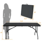 Homy Casa - Table pliante portable de 6 pi pour intérieur et extérieur, camping - Noir-Le plateau noir ajoute un style moderne et épuré