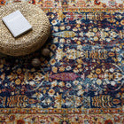 Modway - Entourage Jessa Treillis floraux vintage vieillis Tapis de 5 pi l x 8 pi L - Bleu Orange Jaune Rouge-Protégez les planchers contre le passage des piétons / du mobilier