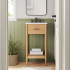 Modway - Zaire 18" Vanette de salle de bain - Blanc naturel-Tir de poignée métallique