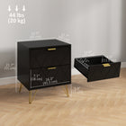 HOMCOM - Table de chevet avec rangement et pieds épingle dorés - noir-Pieds épingles apportant une touche vintage avec un soutien solide 