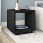 Hudson&Canal - Table d'appoint rectangulaire Evie  56 cm de largeur - grain noir-Finition en grain noir aspect bois