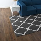 Modway - Marja Treillis marocain Tapis de 5 pi l x 8 pi L - Charbon de bois et ivoire-Protéger les planchers de la circulation ou des meubles