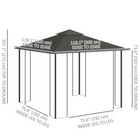 Outsunny - Pavillon de patio 10 pi l x 10 pi L - auvent de pavillon d’extérieur - gris-Bloque la plupart des rayons UV du soleil pour réduire la chaleur et vous garder au frais