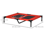 PawHut - Lit surélevé pour chien, lit sur pieds pour chiens taille XL, intérieur extérieur, 36 po L x 30 po l x 7 po H, rouge-Conception légère pour un transport facile 