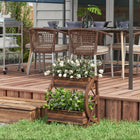 Outsunny - Jardin surélevé à 2 niveaux - 21,7 po L x 12,6 po l x 22 po H-Conçu avec des roues au style vintage pour devenir un point focal unique dans le jardin
