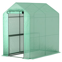 Outsunny - Serre à pied 73 po L x 47 po l x 75 po H avec porte enroulable et 4 étagères, vert-Excellente façon de prolonger votre saison de culture et de protéger les plantes  

