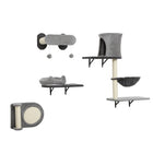 PawHut - Étagères murales pour chat 4 pcs - ensemble de mobilier pour jouer-Construit avec des panneaux de particules épaissis, chaque plateforme supporte les chats pour un jeu en toute sécurité 