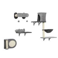 PawHut - Étagères murales pour chat 4 pcs - ensemble de mobilier pour jouer-Construit avec des panneaux de particules épaissis, chaque plateforme supporte les chats pour un jeu en toute sécurité 