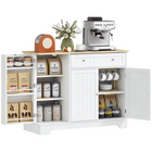 HOMCOM - Buffet moderne avec plateau effet bois et étagères de rangement multiples - blanc-Étagère réglable à 3 niveaux dans l’armoire à 2 portes pour plus de flexibilité 