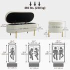 HOMCOM - Banc ottoman de chambre rembourré à canaux capitonnés - blanc crème-Offre un espace de rangement de 19 gallons pour organiser les objets de la chambre 