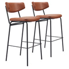 Zuo - Charon Tabouret de bar - Brun vintage - Ensemble de 2-Design ergonomique
