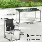 Outsunny - ensemble de salle à manger de jardin 7 pièces avec 6 chaises empilables - noir-Fabriqué en matériaux en maille résistants aux UV avec une structure en acier peint par poudrage