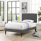 Modway - Camille Tissu Lit plateforme jumelle avec pieds carrés effilés, Gris-Dix lattes de support en bois 