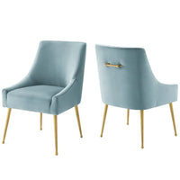 Modway - Discern Velours Performance Rembourré Chaise à manger Ensemble de 2 - Bleu clair-Ensemble de 2 chaises pour salle à manger ou d’accent