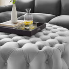 Modway - Amour Gros rond à boutons touffés Performance Velvet Ottoman - Gris clair-Tissu résistant aux taches durable