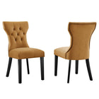 Modway - Silhouette Performance Velvet Chaises de salle à manger Ensemble de 2 - Cognac-Cadre en bois massif