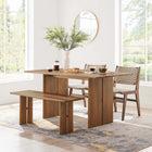 Modway - Amistad Bois de 60" Table à manger et ensemble de banc - Noyer-Places en table jusqu’à 6 places