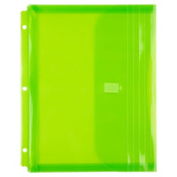 Jam Paper - Plastic Binder Enveloppes avec fermeture à crochet et boucle - 3 Hole Punch - 9.5 x 1.25 x 11.5 - Vert lime - 12 Paquet (218VB1LIME)-Couleur : Vert citron
