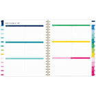 Emily Ley - Agenda scolaire hebdomadaire/mensuel Simplified 2026-2027 - 11 po H x 8 3/8 po l - bande joyeuse - bilingue-Une semaine sur deux pages comprenant un espace de planification et une section pour cocher les tâches terminées. 