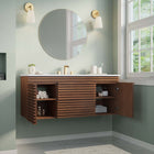 Modway - Render Fixation murale de 48" Vanette de salle de bain - Blanc noyer-Tiroirs à extension complète