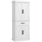 HOMCOM - Armoire de cuisine garde-manger 72 po, haute avec portes de grange et tiroir - blanc-Les portes de grange avec poignées noires dégagent un charme de ferme moderne 